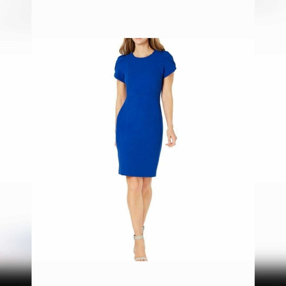 Calvin Klein Blue Tulip Sleeve Midi Dress size 12